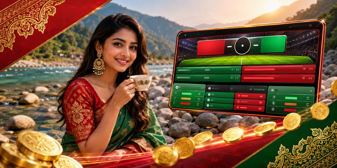 User enjoying betwinner login casino entertainment in a red-green setting in Sylhet